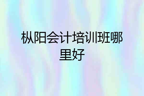枞阳会计培训班哪里好