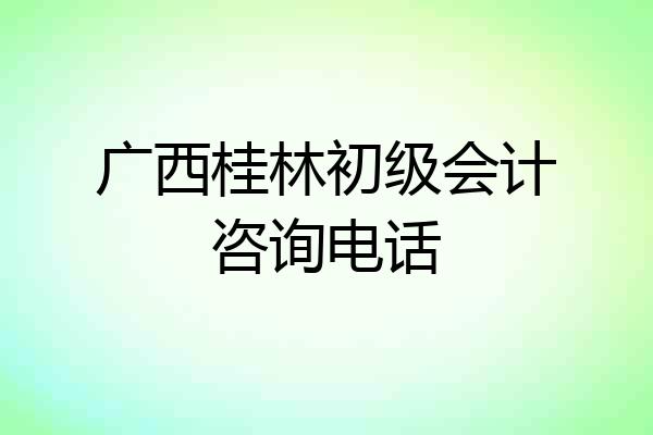 广西桂林初级会计咨询电话