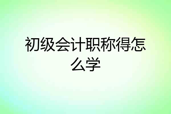 初级会计职称得怎么学