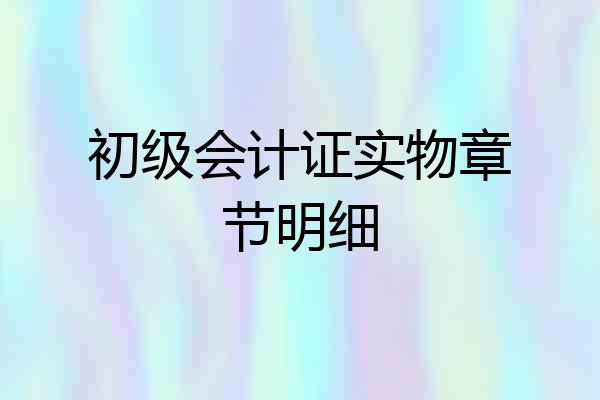 初级会计证实物章节明细