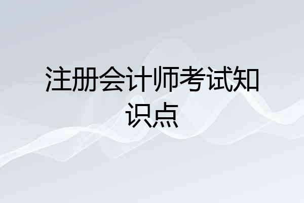 注册会计师考试知识点