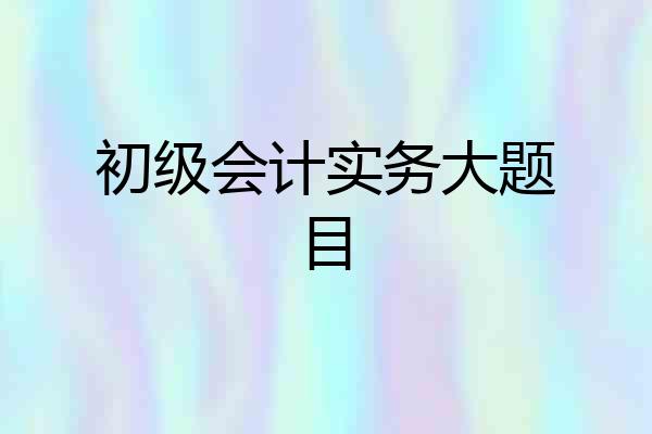 初级会计实务大题目