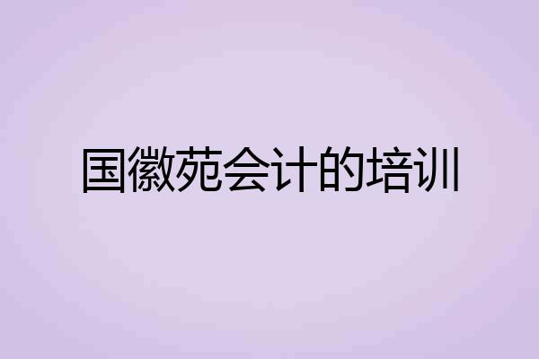 国徽苑会计的培训