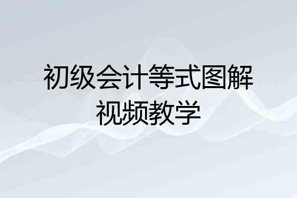 初级会计等式图解视频教学