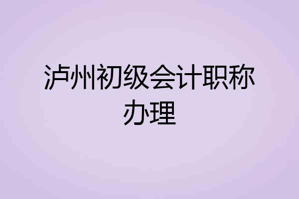 泸州初级会计职称办理