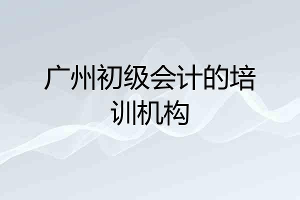 广州初级会计的培训机构