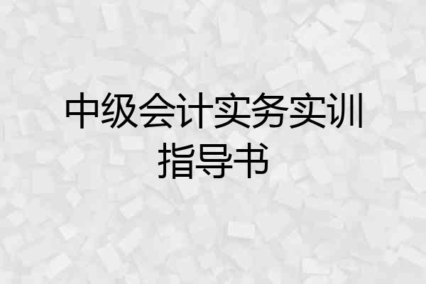 中级会计实务实训指导书