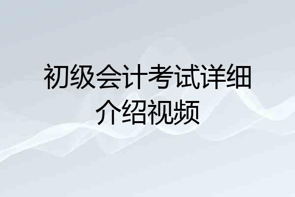 初级会计考试详细介绍视频