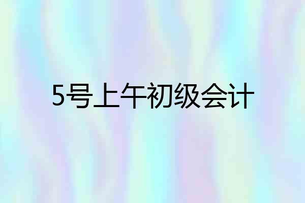 5号上午初级会计
