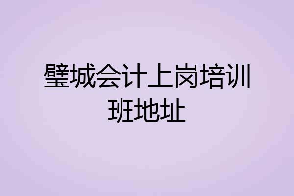 璧城会计上岗培训班地址