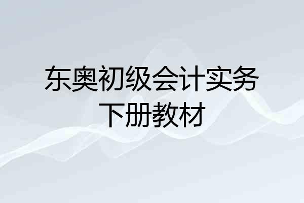 东奥初级会计实务下册教材