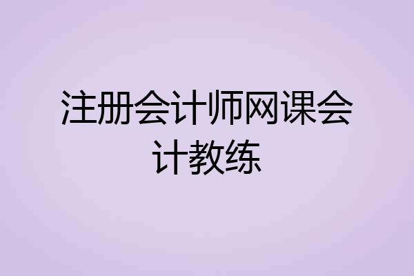 注册会计师网课会计教练