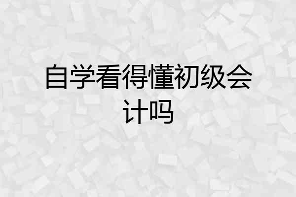 自学看得懂初级会计吗