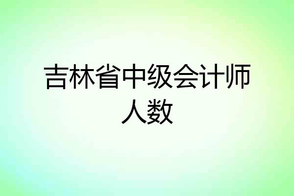 吉林省中级会计师人数