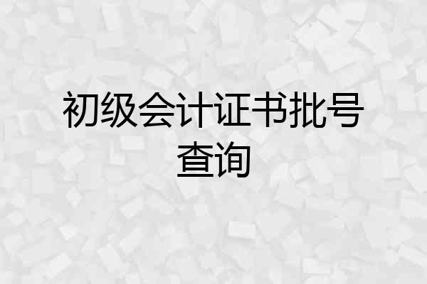 初级会计证书批号查询
