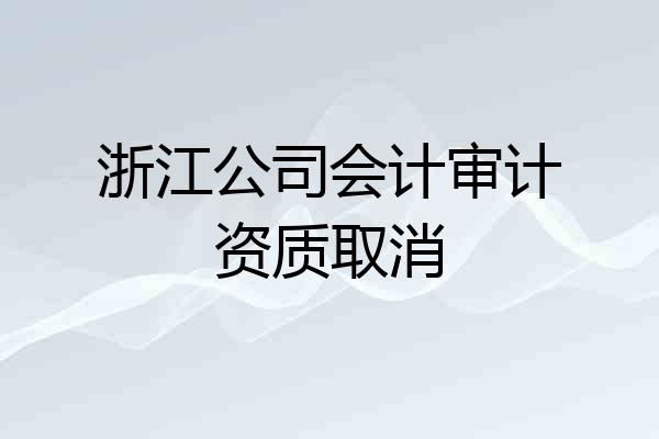 浙江公司会计审计资质取消