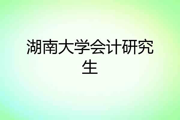湖南大学会计研究生