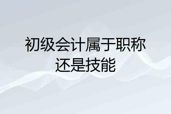 初级会计属于职称还是技能