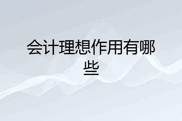 会计理想作用有哪些