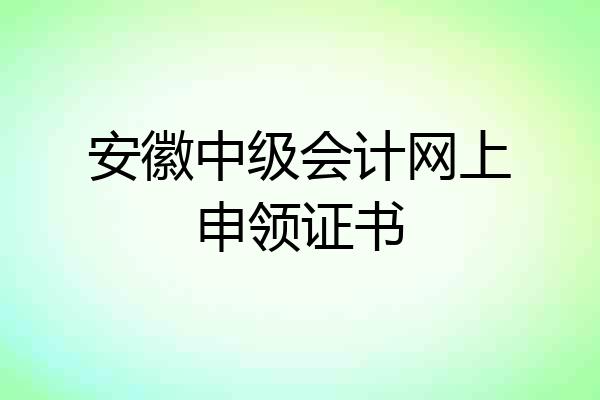 安徽中级会计网上申领证书