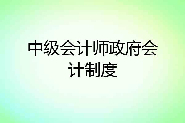 中级会计师政府会计制度