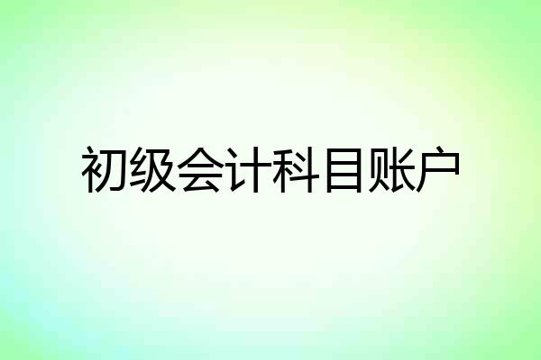 初级会计科目账户