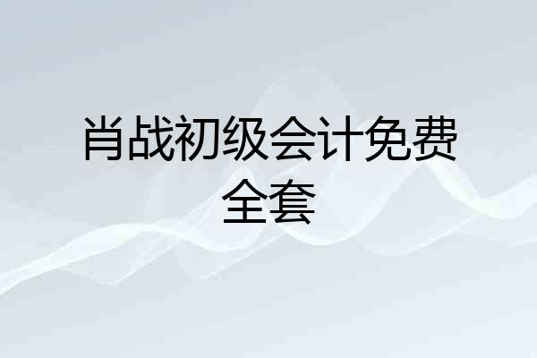 肖战初级会计免费全套