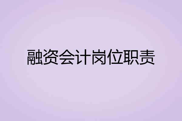 融资会计岗位职责