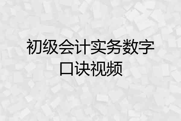 初级会计实务数字口诀视频