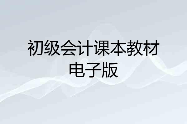 初级会计课本教材电子版