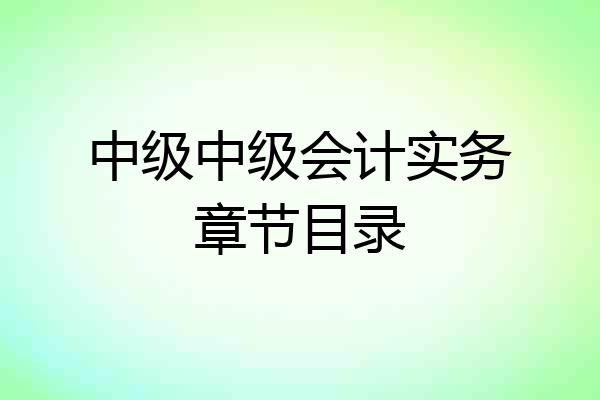 中级中级会计实务章节目录