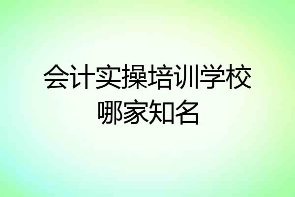会计实操培训学校哪家知名