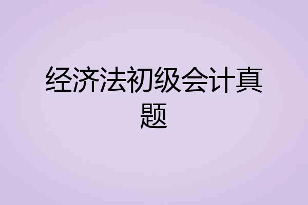 经济法初级会计真题