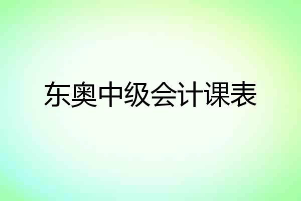 东奥中级会计课表