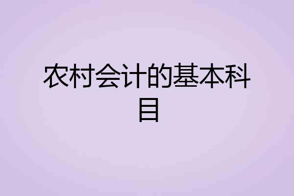 农村会计的基本科目