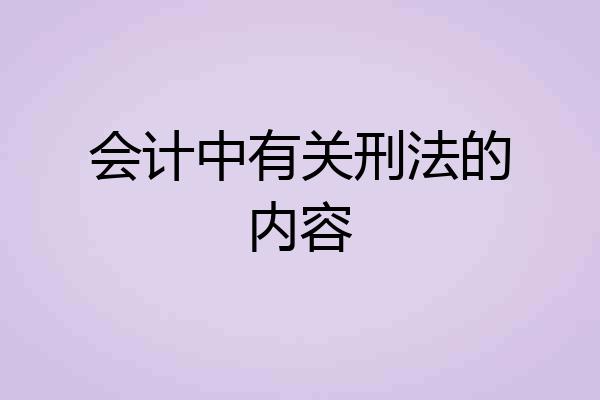 会计中有关刑法的内容