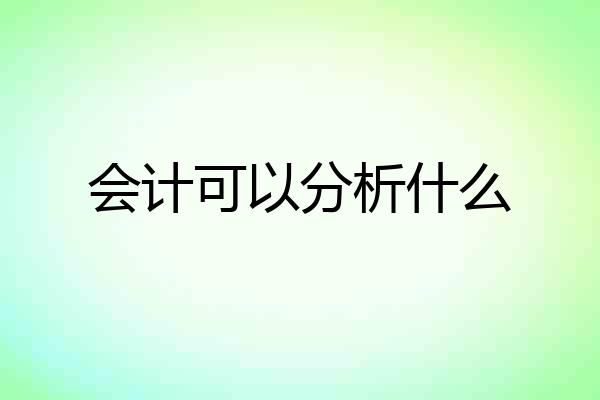 会计可以分析什么