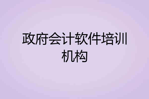 政府会计软件培训机构