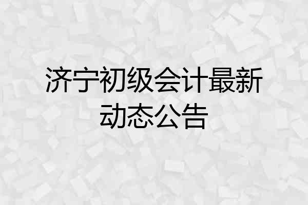 济宁初级会计最新动态公告