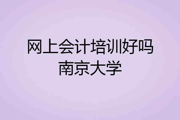 网上会计培训好吗南京大学