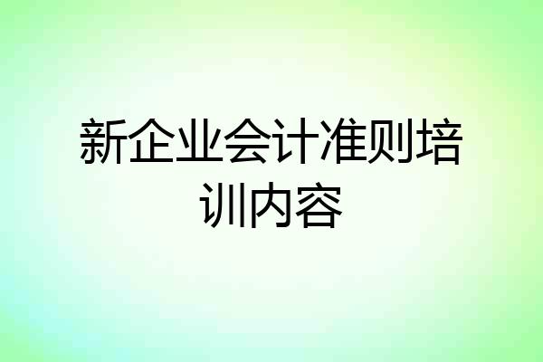 新企业会计准则培训内容