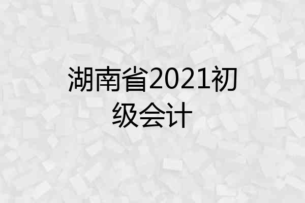 湖南省2021初级会计