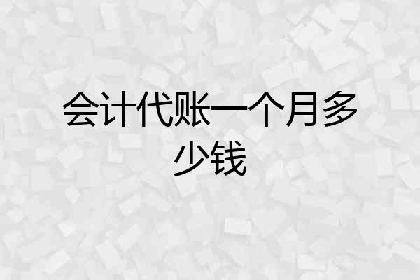 会计代账一个月多少钱