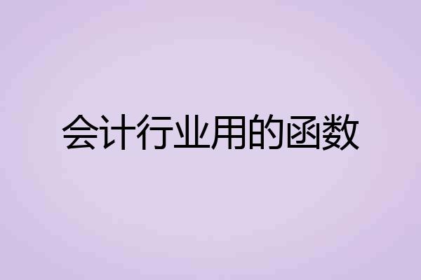 会计行业用的函数