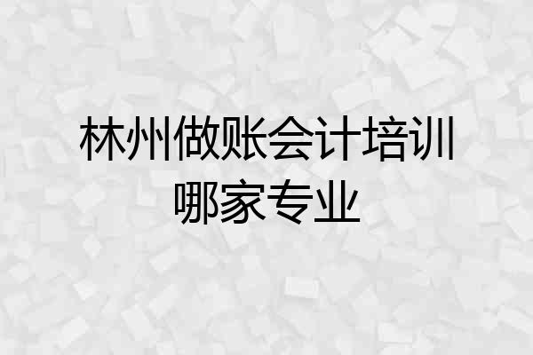 林州做账会计培训哪家专业