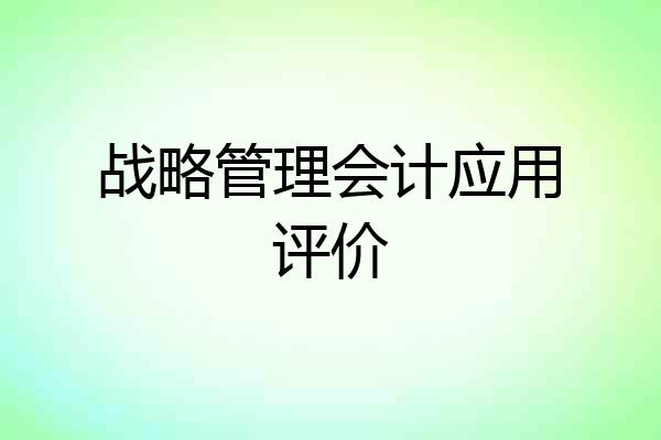 战略管理会计应用评价