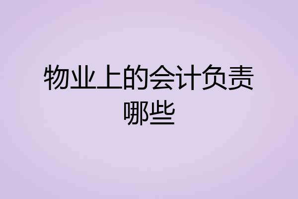 物业上的会计负责哪些