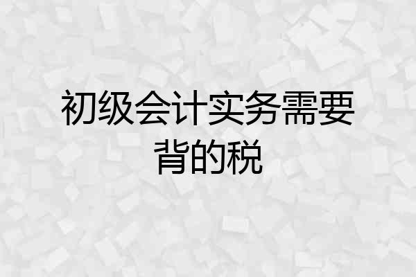 初级会计实务需要背的税