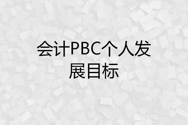 会计PBC个人发展目标