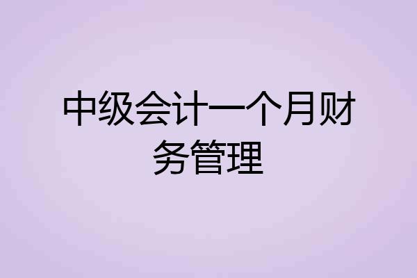 中级会计一个月财务管理